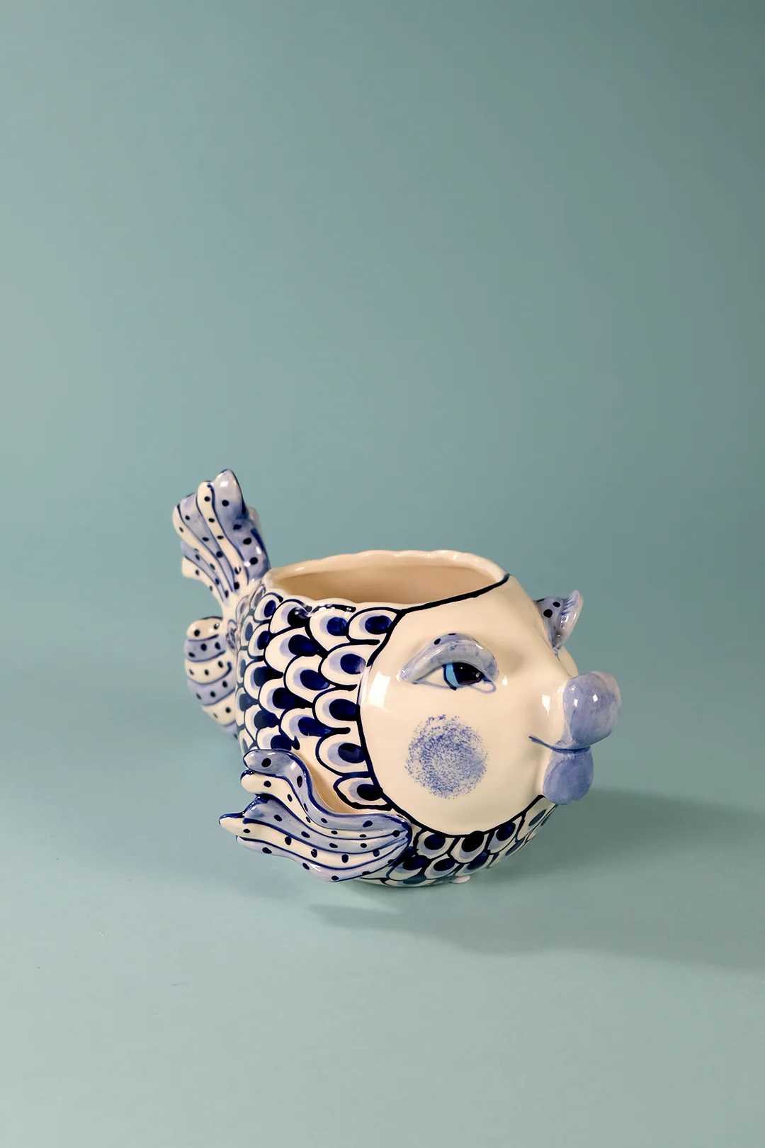 Blue and White Fish Planter - Image 2