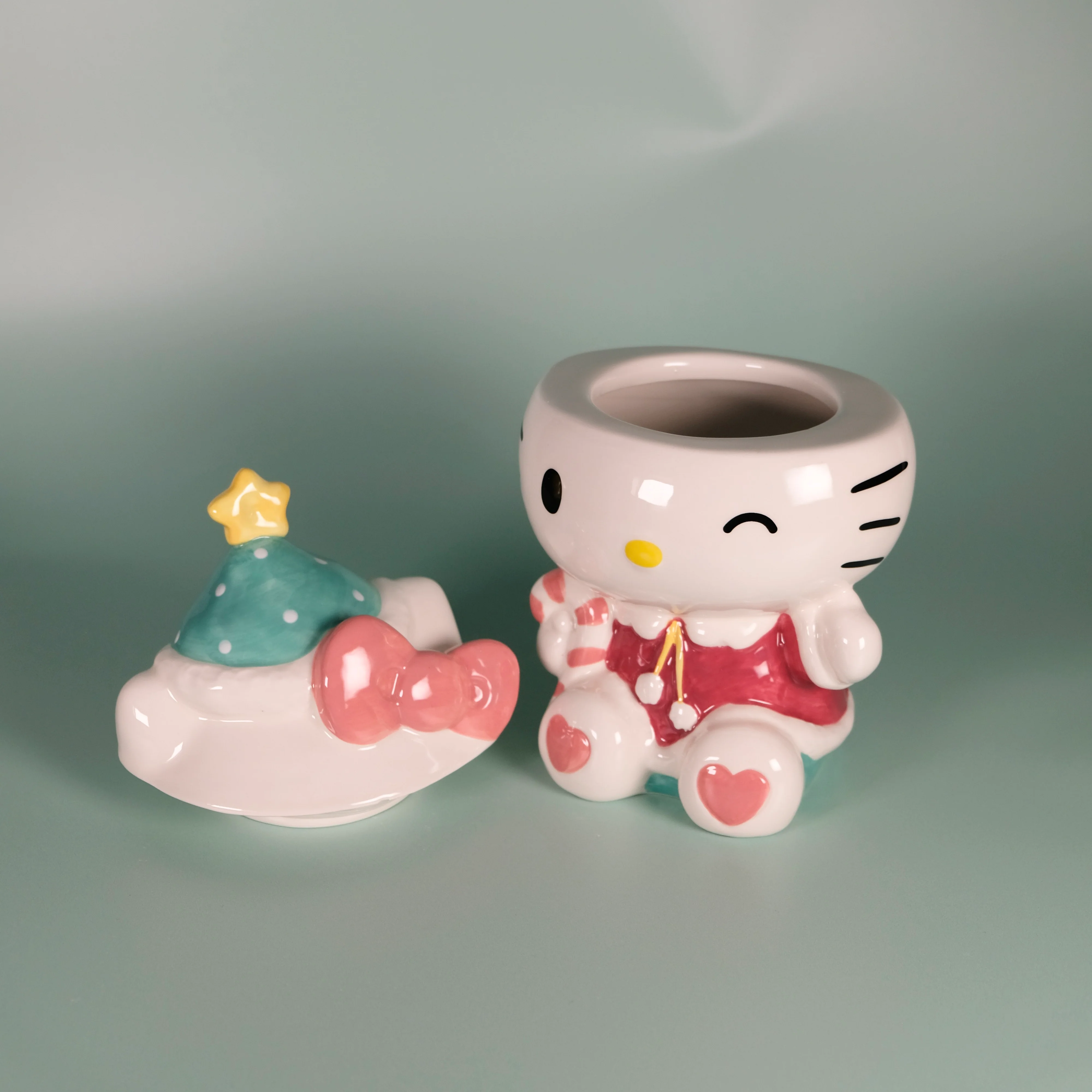 Hello Kitty Holiday Candy Cane Cookie Jar - Image 8