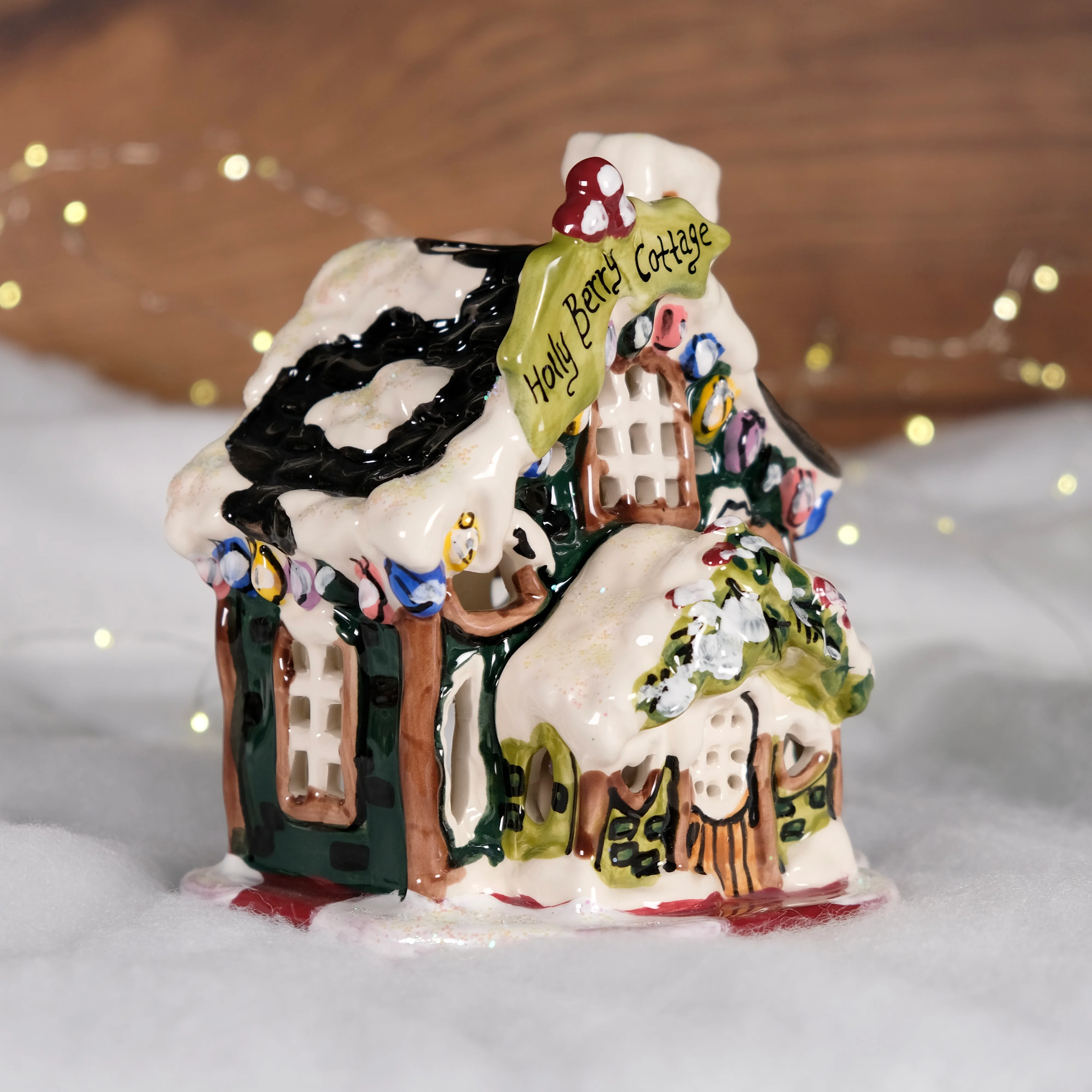 Holly Berry Cottage Candle House - Image 2