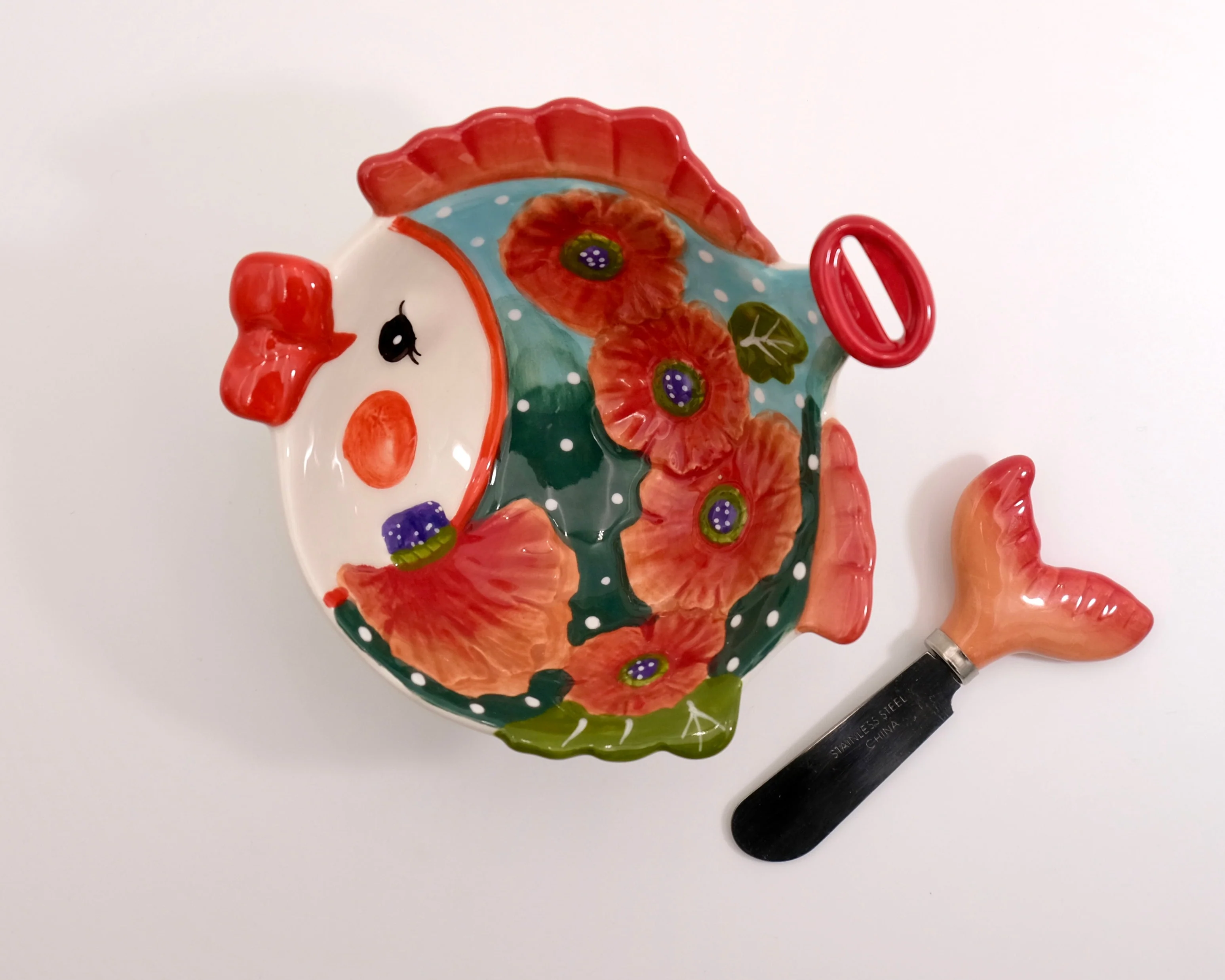 KISSY FISH DIP BOWL WITH SPREADER SET - Image 2