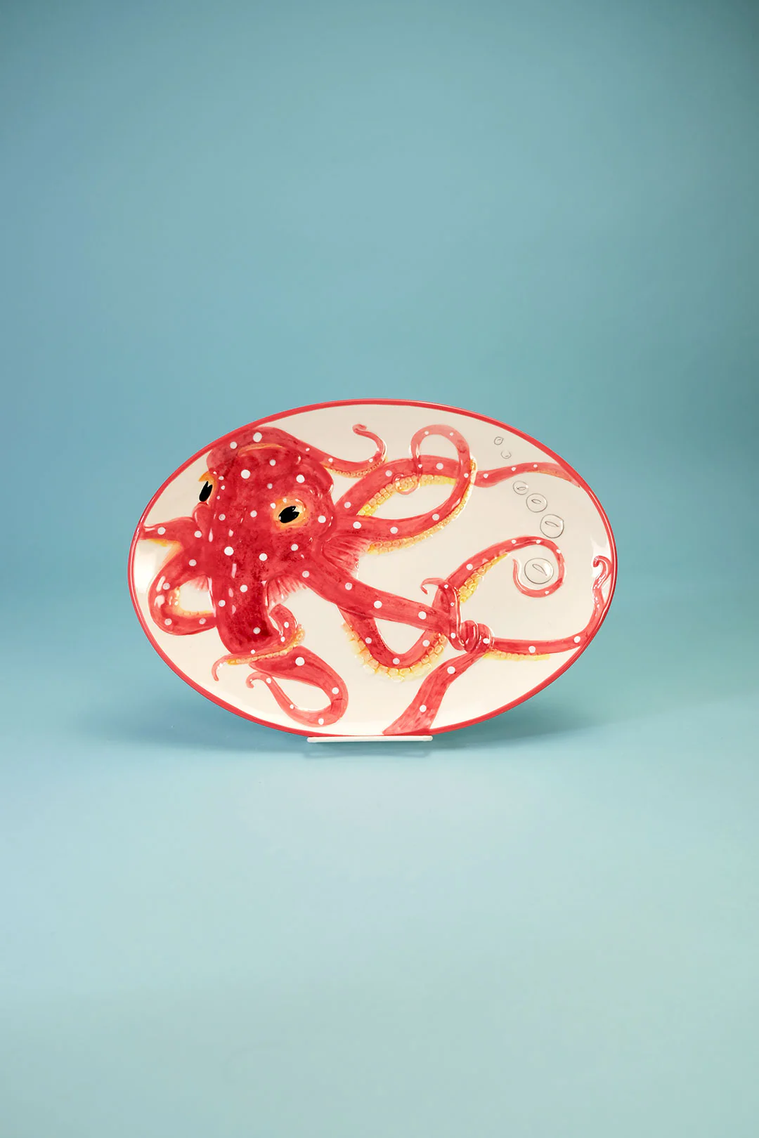 Red Octopus Oval Platter