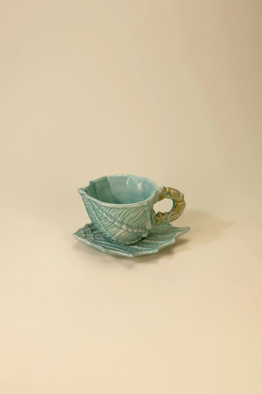 Shell Figural Cup & Saucer Blue